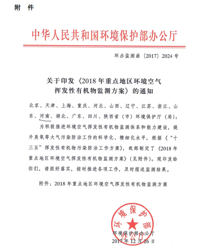 環(huán)境部新發(fā)布：2019年地級及以上城市環(huán)境空氣揮發(fā)性有機物監測方案，附2018年方案要點(diǎn)對比